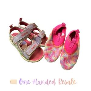 🌴 Disney Minnie Purple Pink Sandals (7) Wonder Nation Water Shoes Slip-Ons (7/8)